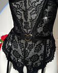 AMORA LACE HALTER TEDDY