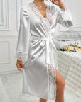 VIENNE SATIN LACE TRIM ROBE