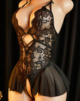 LIRA BLACK LACE SKIRTED BODYSUIT