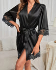 BELLA SATIN LACE ROBE