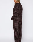 Pillow Talk Printed Long Sleeve Pyjama Set Choc/Pink Polka Dot