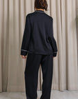 Nyla Satin Long Pajama Set - Black