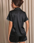 Nyla Satin Short Pajama Set - Black