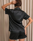 Nyla Satin Short Pajama Set - Black