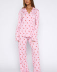 Pillow Talk Printed Long Sleeve Pyjama Set Strawberry Kisses
