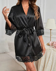 BELLA SATIN LACE ROBE