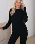 Slow Life Long Sleeve Pyjama Top Black